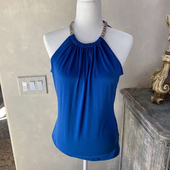 Michael Kors Tops - Michael Kors Blue Chain Neck Jersey Halter Top